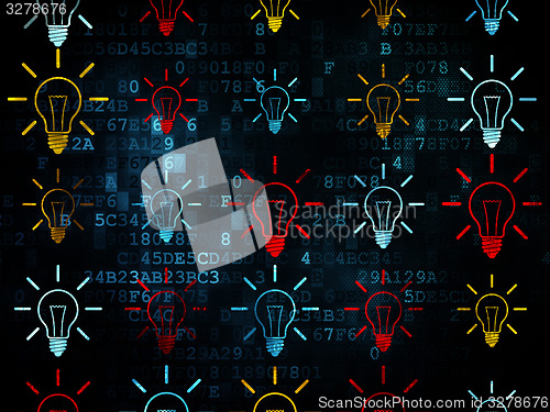 Image of Finance concept: Light Bulb icons on Digital background