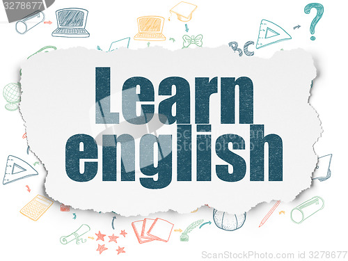 Image of Education concept: Learn English on Torn Paper background