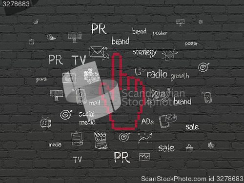 Image of Advertising concept: Mouse Cursor on wall background