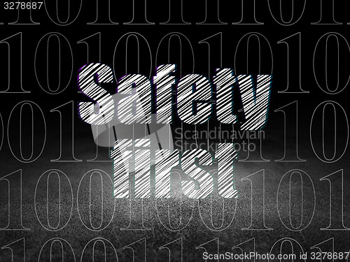 Image of Privacy concept: Safety First in grunge dark room