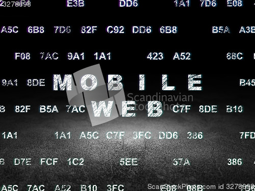 Image of Web design concept: Mobile Web in grunge dark room