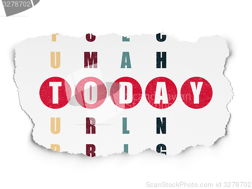 Image of Time concept: word Today in solving Crossword Puzzle