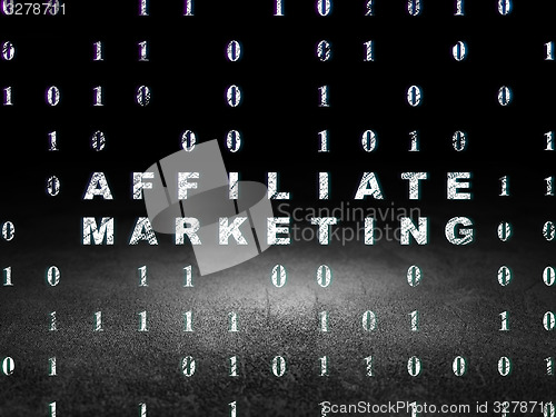 Image of Finance concept: Affiliate Marketing in grunge dark room