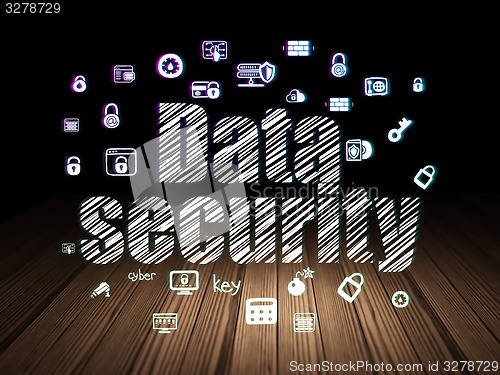 Image of Safety concept: Data Security in grunge dark room