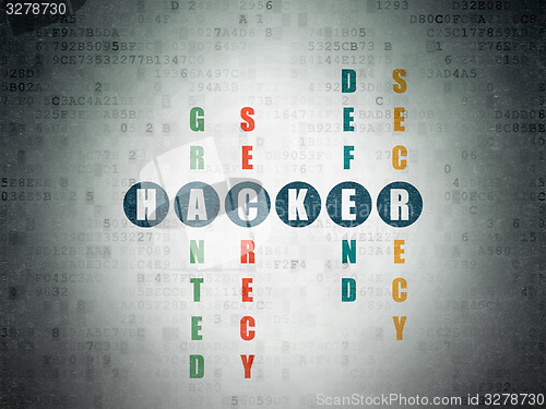 Image of Security concept: word Hacker in solving Crossword Puzzle