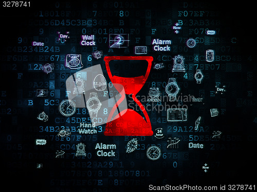 Image of Time concept: Hourglass on Digital background