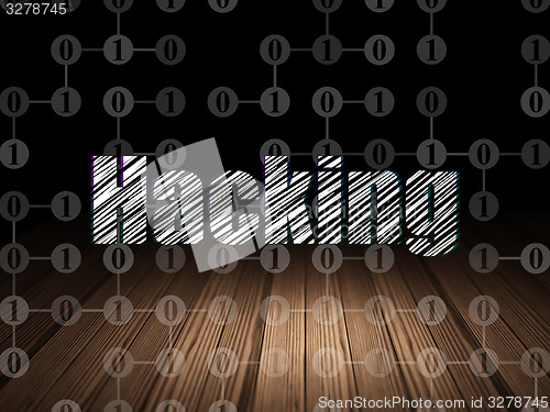 Image of Protection concept: Hacking in grunge dark room