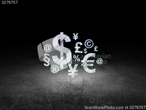 Image of Business concept: Finance Symbol in grunge dark room