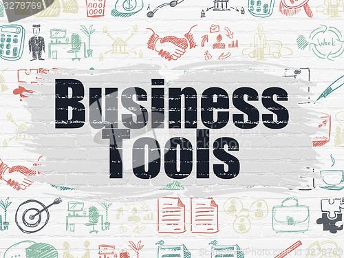Image of Business concept: Business Tools on wall background