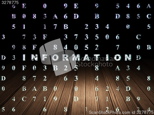 Image of Data concept: Information in grunge dark room