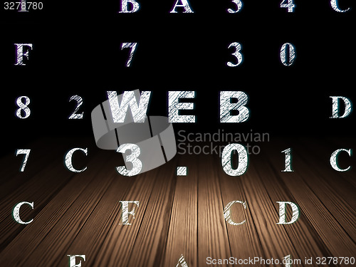 Image of Web development concept: Web 3.0 in grunge dark room