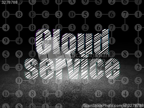 Image of Cloud technology concept: Cloud Service in grunge dark room