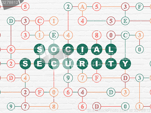 Image of Security concept: Social Security on wall background