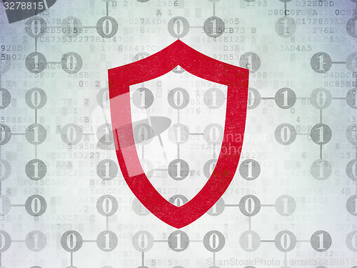 Image of Safety concept: Contoured Shield on Digital Paper background