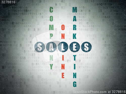 Image of Advertising concept: word Sales in solving Crossword Puzzle