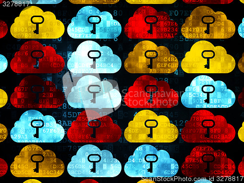 Image of Cloud computing concept: Cloud With Key icons on Digital background