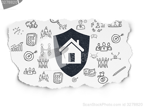 Image of Business concept: Shield on Torn Paper background