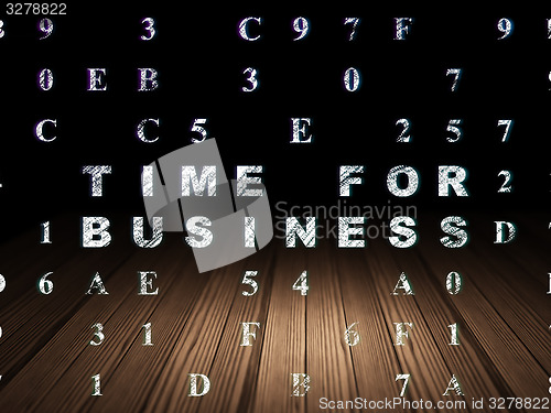Image of Time concept: Time for Business in grunge dark room