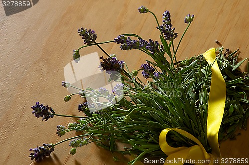 Image of fresh cut lavender bouquet on table