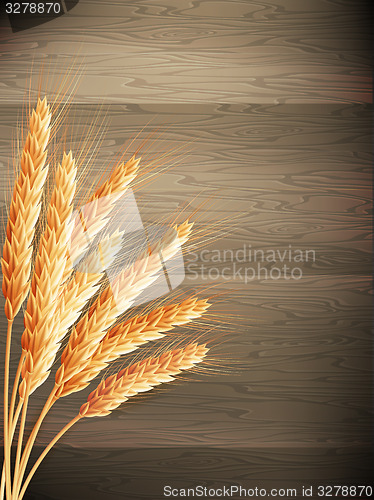 Image of Wheat on wooden background. EPS 10 