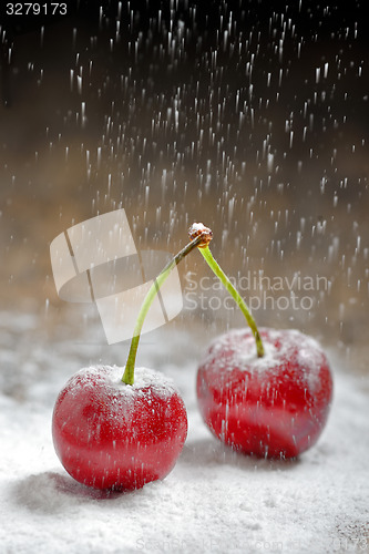 Image of cherry with sugar