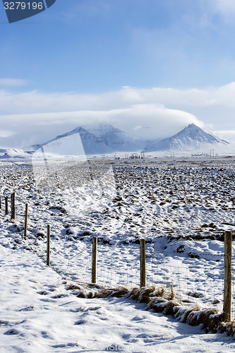 Image of Snowy mountain landscape in Iceland