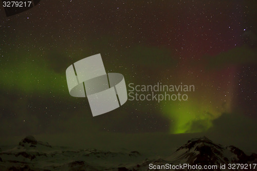 Image of Different colors of northern lights in Iceland