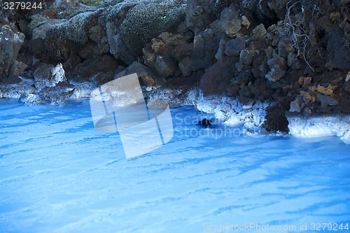Image of Milky white and blue water of the geothermal bath Blue Lagoon in