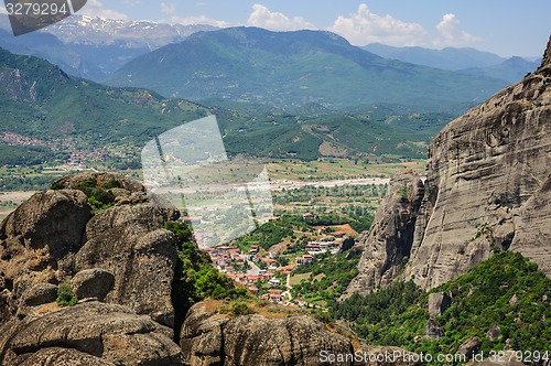 Image of Kalabaka town view from Meteora rocks, Greece