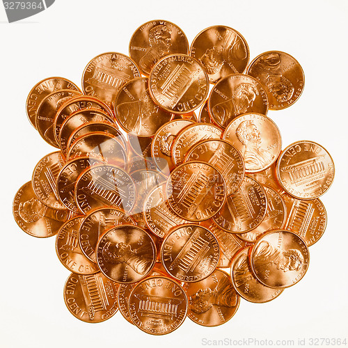 Image of Retro look Dollar coins 1 cent wheat penny cent