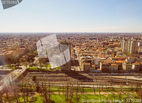 Image of Retro look Milan aerial view