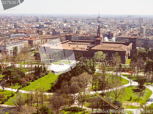 Image of Retro look Milan aerial view