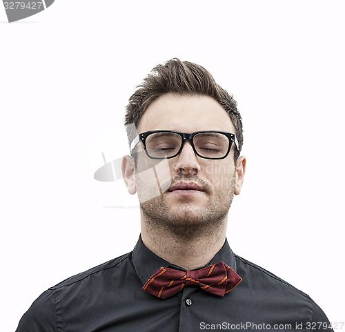 Image of Portrait of a Young Man with His Eyes Closed