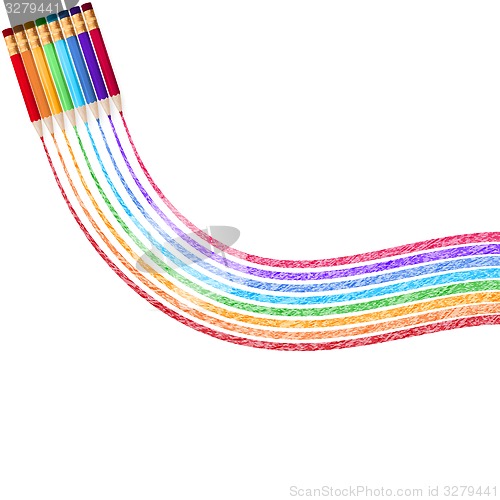 Image of Colour pencils isolated on white. EPS 10