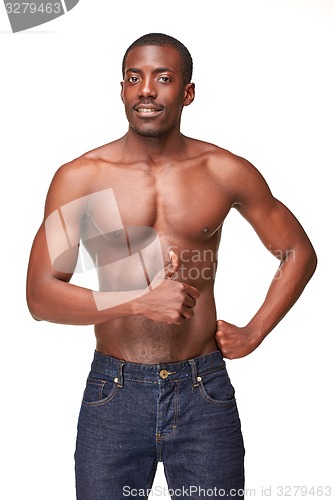 Image of portrait of handsome young black african smiling man