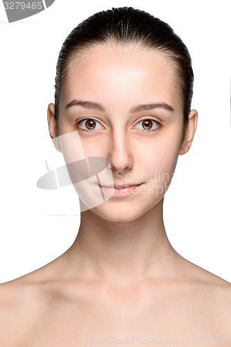 Image of Portrait of beautiful girl with healthy skin 