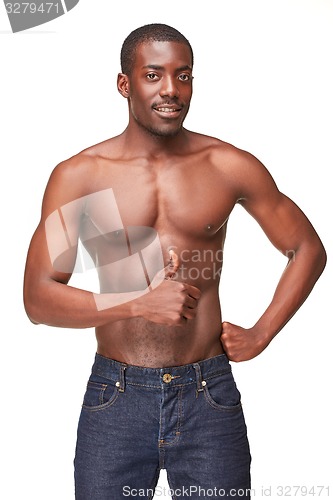 Image of portrait of handsome young black african smiling man