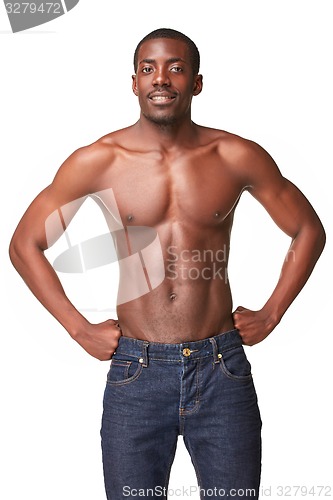 Image of portrait of handsome young black african smiling man