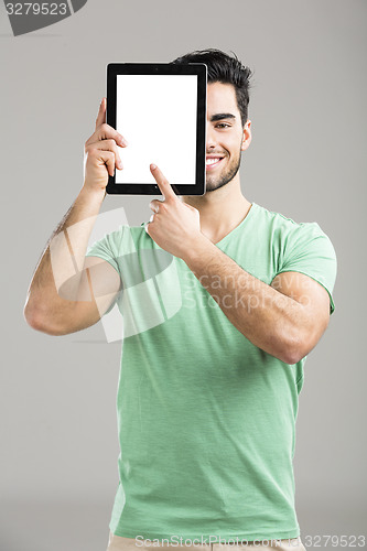 Image of Showing something on tablet