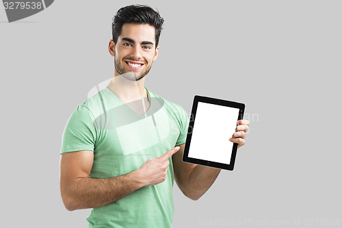Image of Showing something on tablet