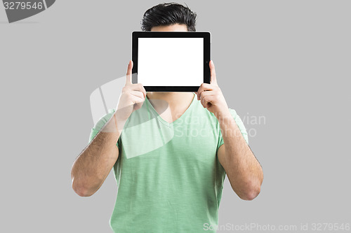 Image of Showing something on tablet