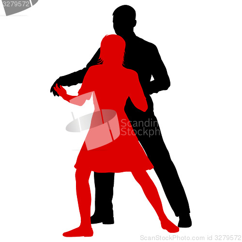 Image of Black silhouettes Dancing on white background. 