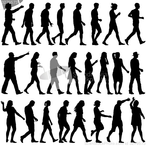 Image of Black silhouettes of beautiful mans and womans on white 