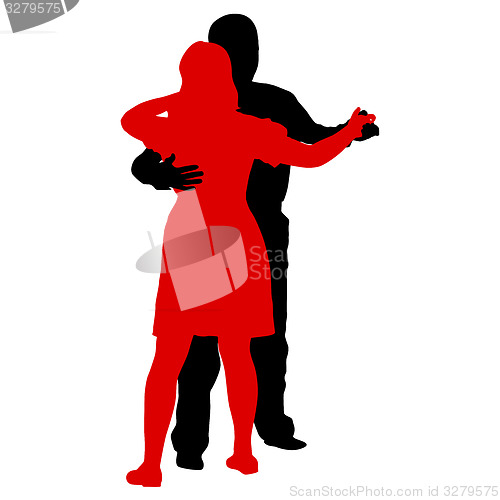 Image of Black silhouettes Dancing on white background. 