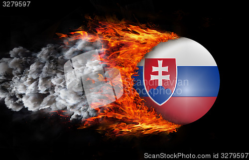 Image of Flag with a trail of fire and smoke - Slovakia