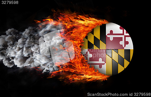 Image of Flag with a trail of fire and smoke - Maryland