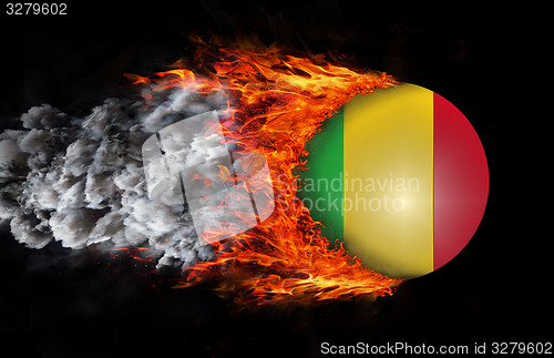 Image of Flag with a trail of fire and smoke - Mali