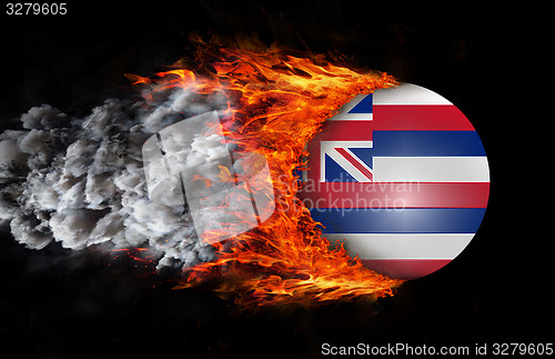 Image of Flag with a trail of fire and smoke - Hawaii