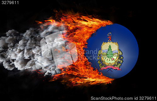 Image of Flag with a trail of fire and smoke - Vermont