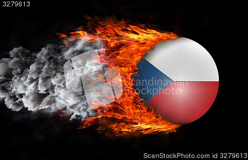 Image of Flag with a trail of fire and smoke - Czech Republic